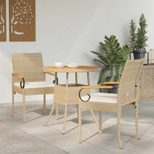 Sedie da giardino con cuscino 2 pcs Beige e Bianco Crema