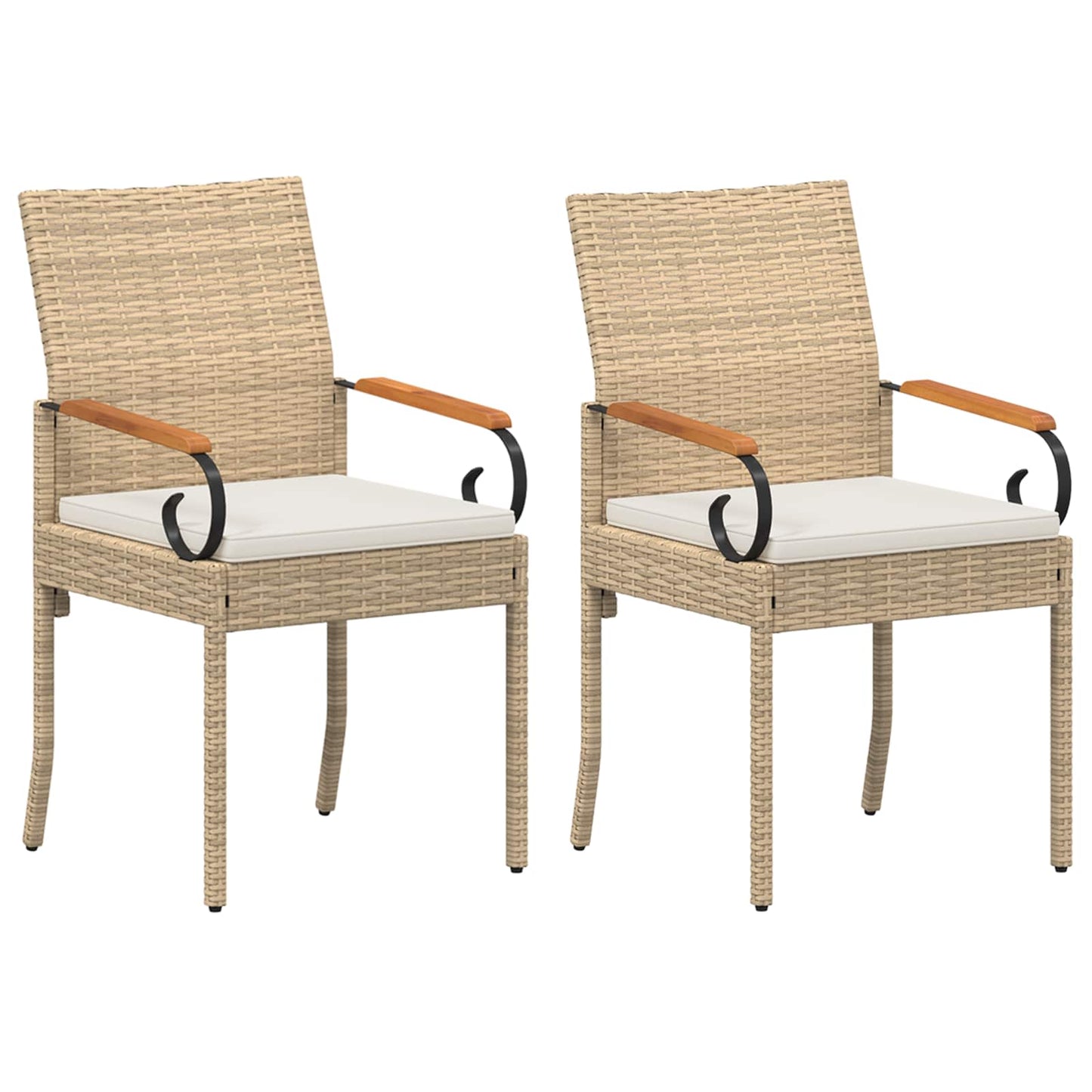 Sedie da giardino con cuscino 2 pcs Beige e Bianco Crema | homemem39