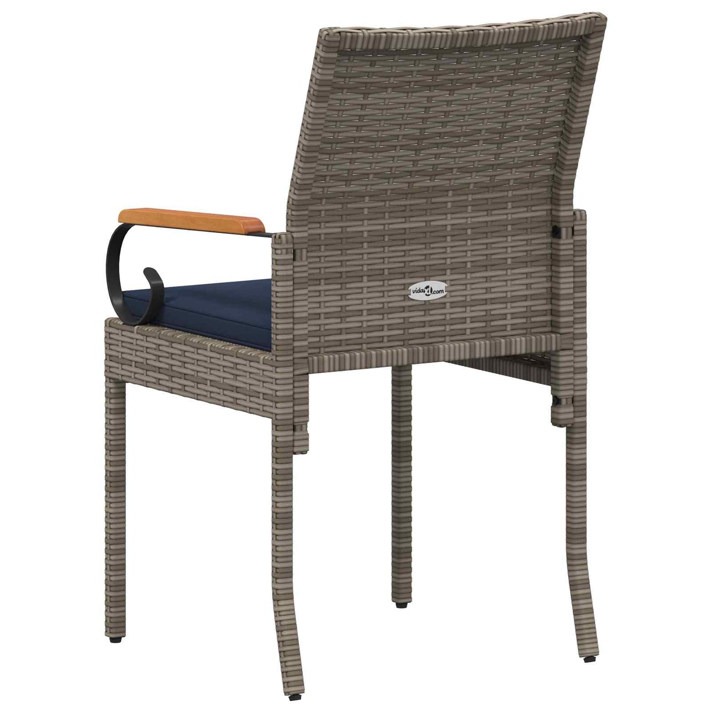 Sedie da giardino 2 pcs Grigio e Blu Navy Polyrattan e acacia | homemem39