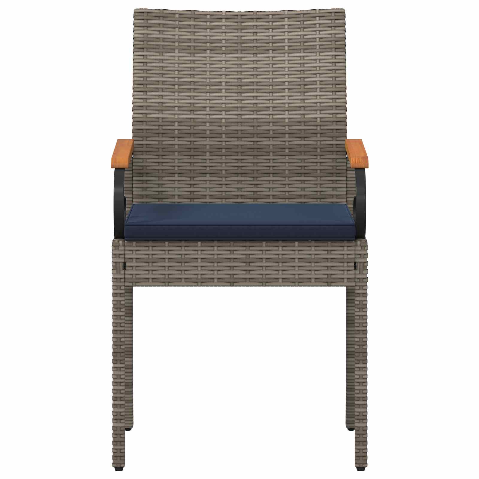 Sedie da giardino 2 pcs Grigio e Blu Navy Polyrattan e acacia | homemem39