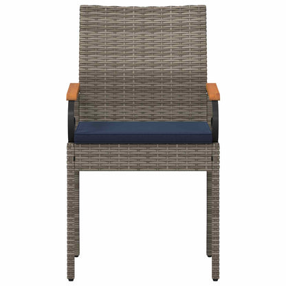 Sedie da giardino 2 pcs Grigio e Blu Navy Polyrattan e acacia | homemem39