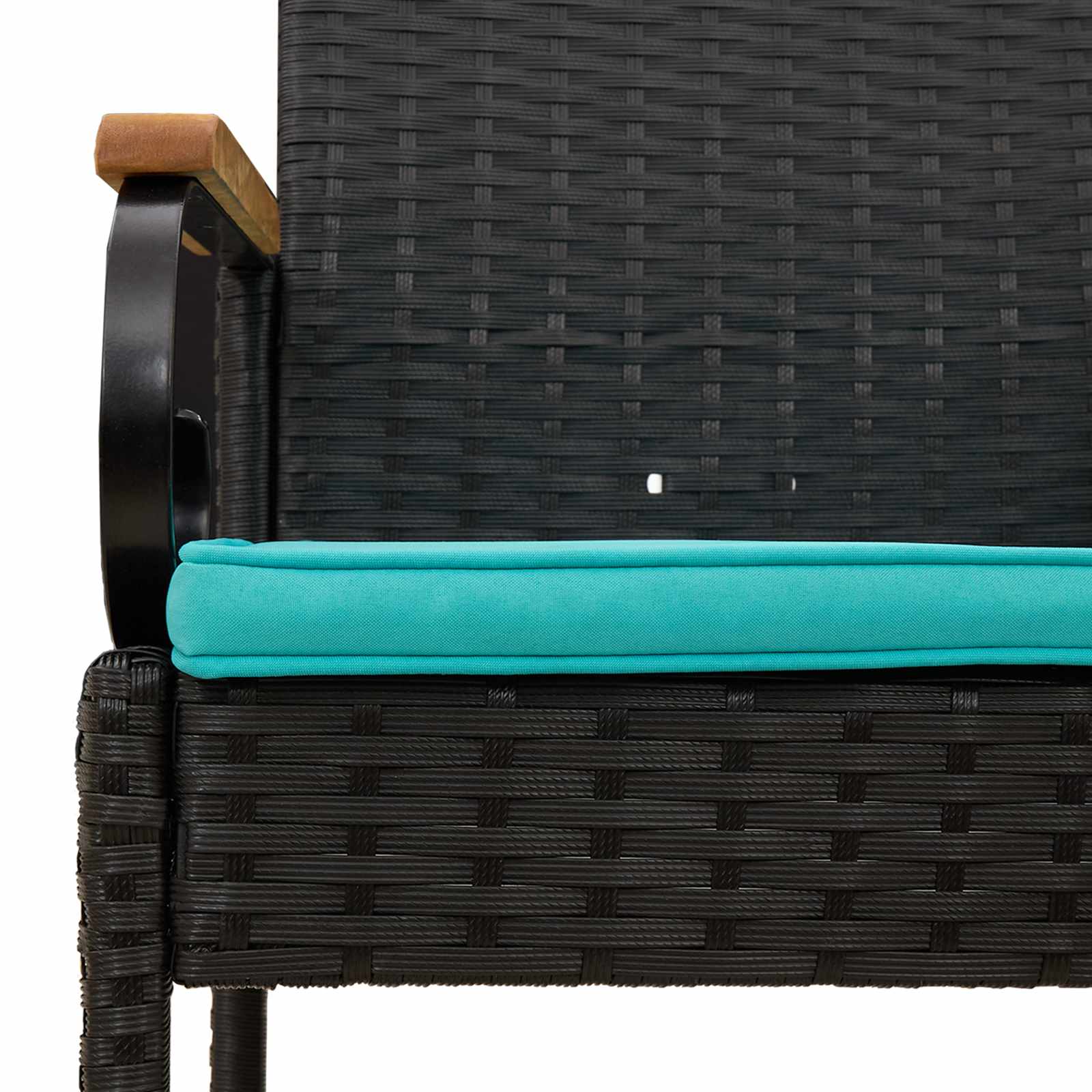 Sedie da giardino 2 pcs Nero e Turchese Polyrattan e acacia | homemem39
