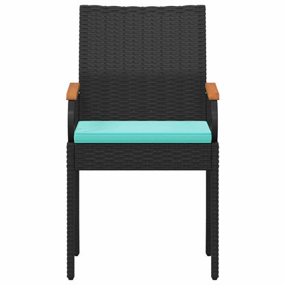 Sedie da giardino 2 pcs Nero e Turchese Polyrattan e acacia | homemem39