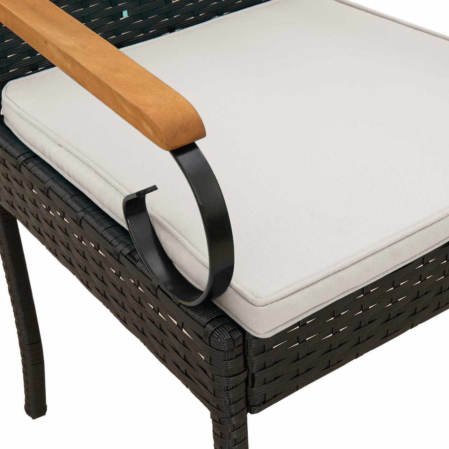 Sedie da giardino 4 pcs Nero e Bianco Crema Polyrattan e acacia | homemem39