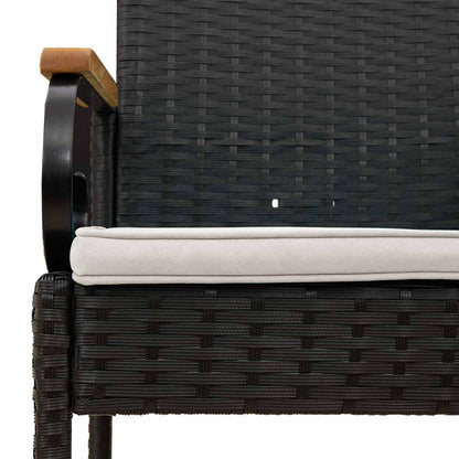 Sedie da giardino 4 pcs Nero e Bianco Crema Polyrattan e acacia | homemem39