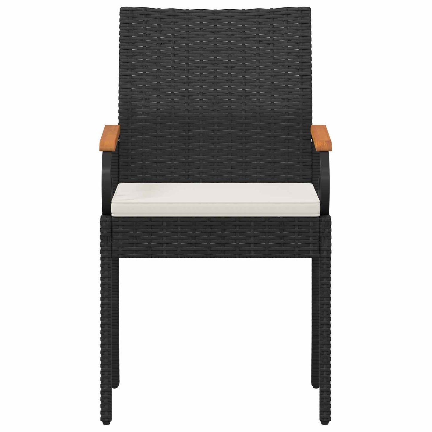 Sedie da giardino 4 pcs Nero e Bianco Crema Polyrattan e acacia | homemem39