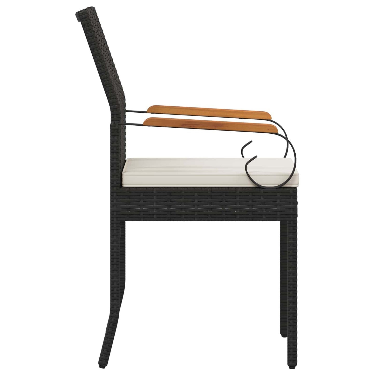 Sedie da giardino 4 pcs Nero e Bianco Crema Polyrattan e acacia | homemem39