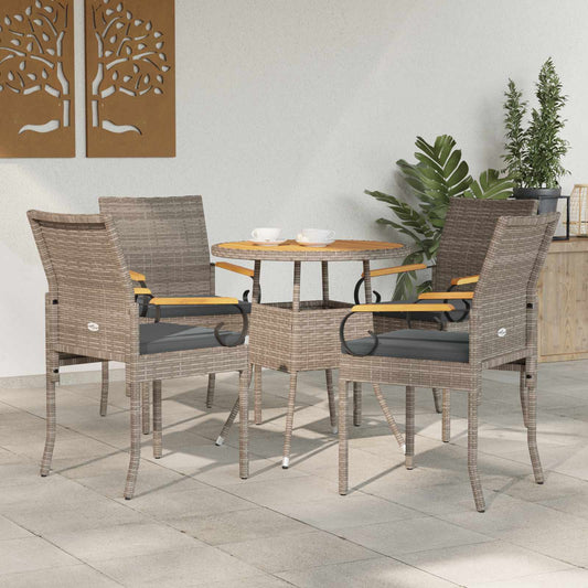 Sedie da giardino con cuscino 4 pcs Grigio e Grigio Scuro