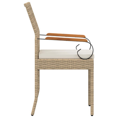 Sedie da giardino con cuscino 4 pcs Beige e Bianco Crema | homemem39
