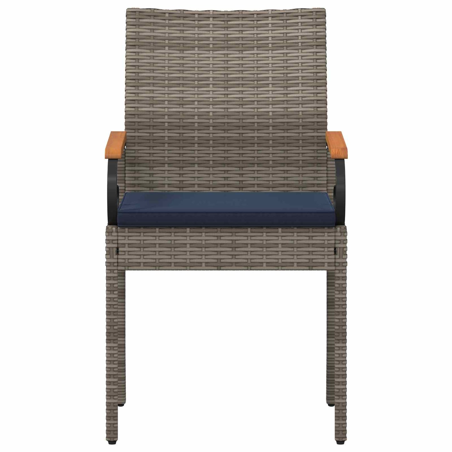 Sedie da giardino 4 pcs Grigio e Blu Navy Polyrattan e acacia | homemem39