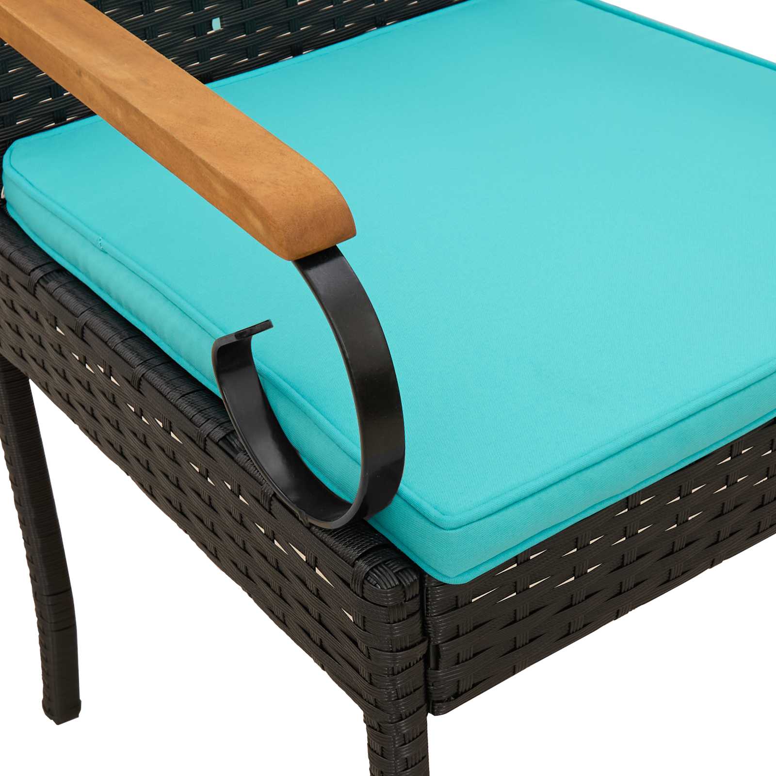 Sedie da giardino 4 pcs Nero e Turchese Polyrattan e acacia | homemem39
