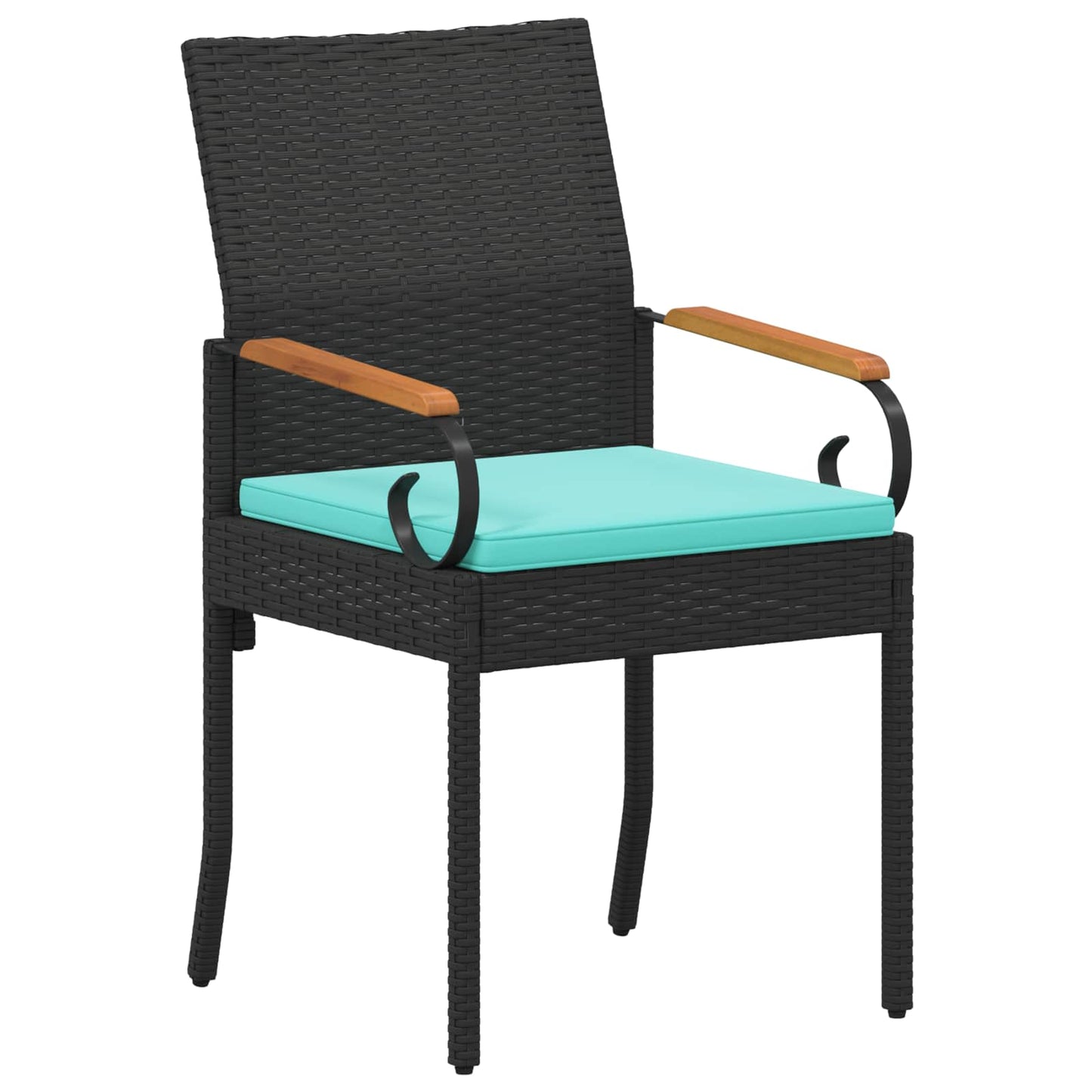 Sedie da giardino 4 pcs Nero e Turchese Polyrattan e acacia | homemem39