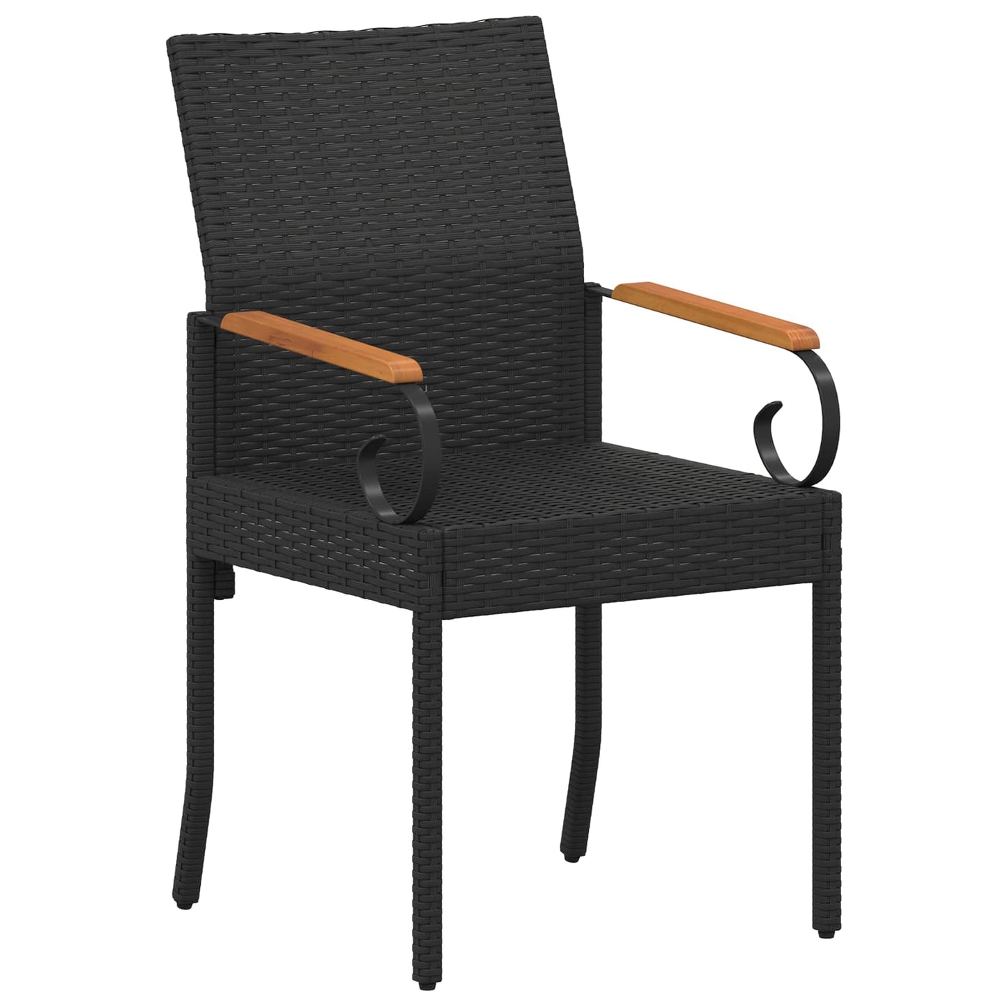 Sedie da giardino 4 pcs Nero e Turchese Polyrattan e acacia | homemem39