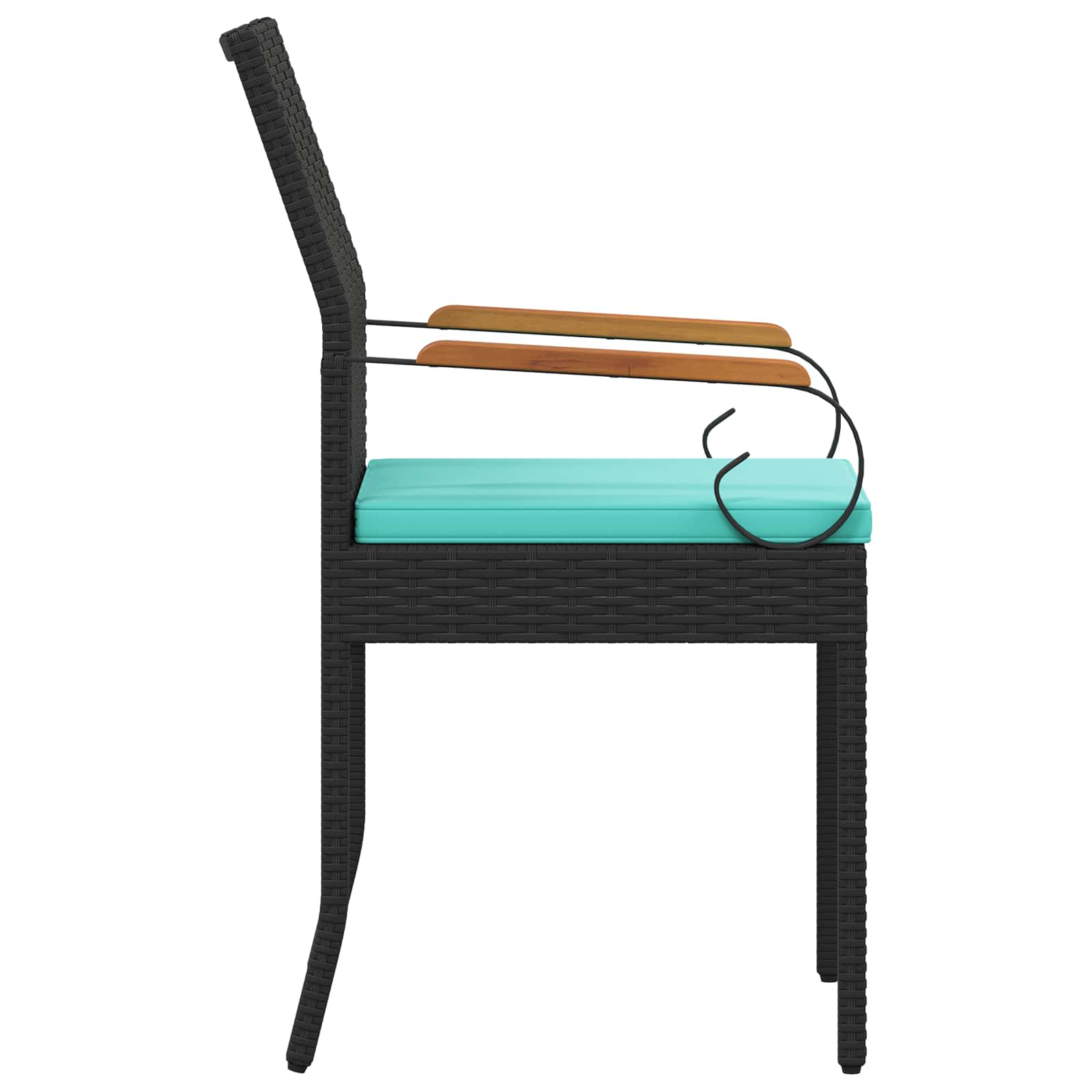 Sedie da giardino 4 pcs Nero e Turchese Polyrattan e acacia | homemem39