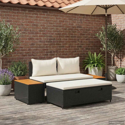 Set di divani da esterno con cuscino 4 pcs Nero e Bianco Crema | homemem39