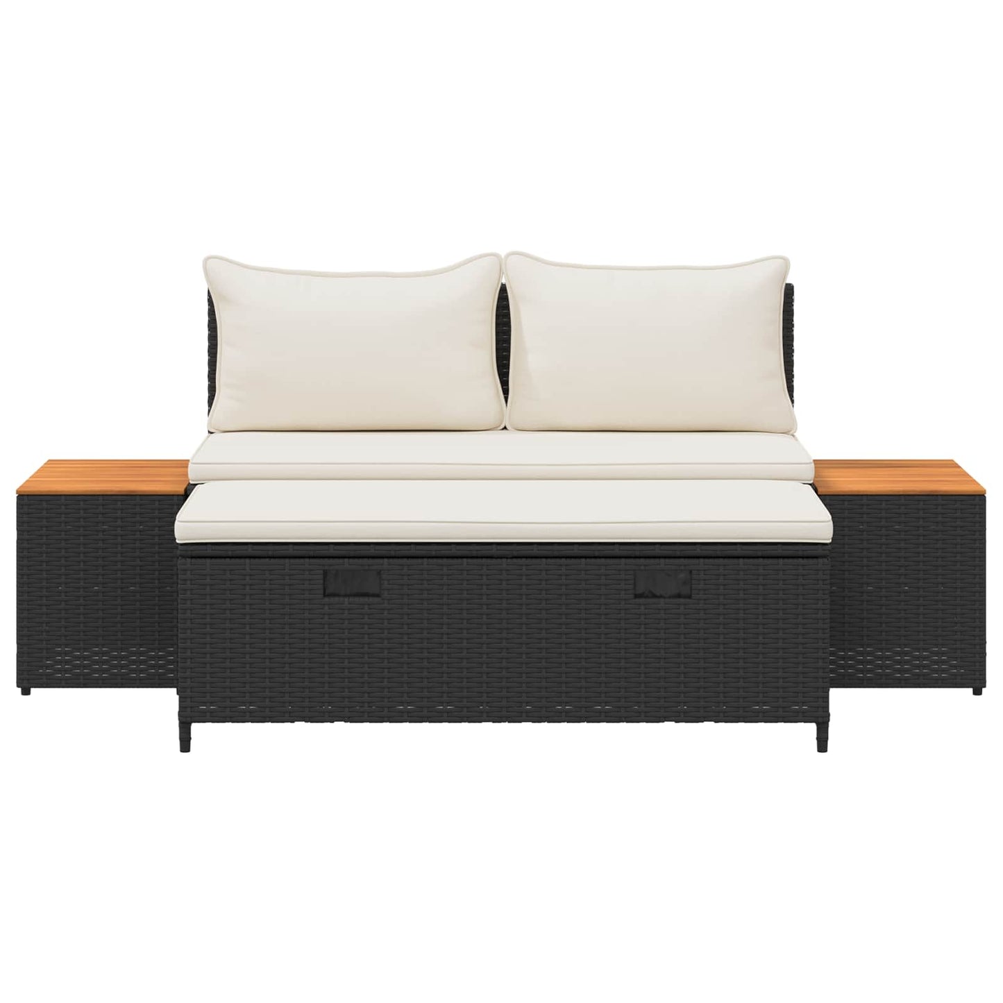 Set di divani da esterno con cuscino 4 pcs Nero e Bianco Crema | homemem39