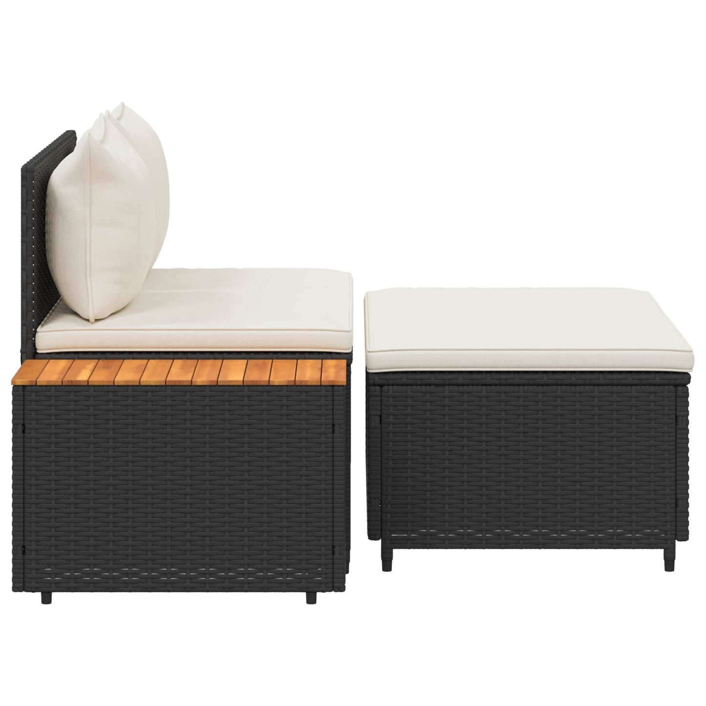 Set di divani da esterno con cuscino 4 pcs Nero e Bianco Crema | homemem39