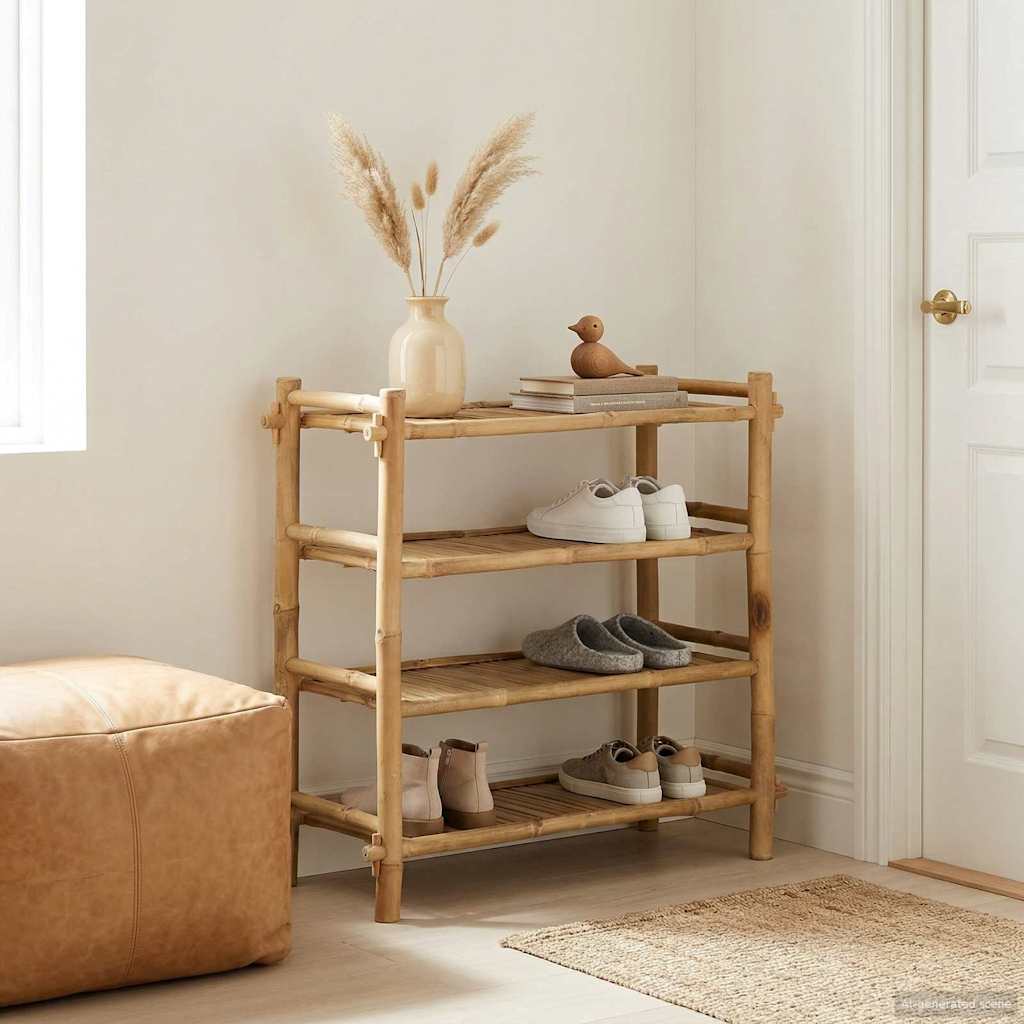 Scarpiera con lo scaffale Naturale 4 ripiani Bambù | homemem39