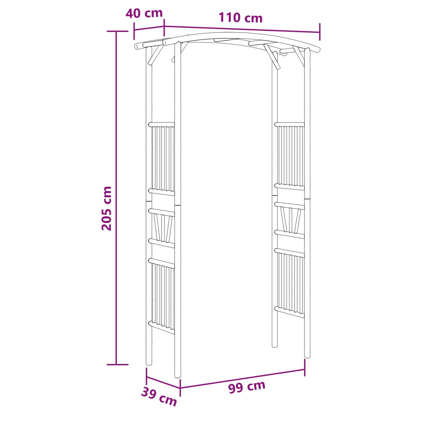 Arco da Giardino Naturale 110 x 40 x 205 cm Bambù | homemem39