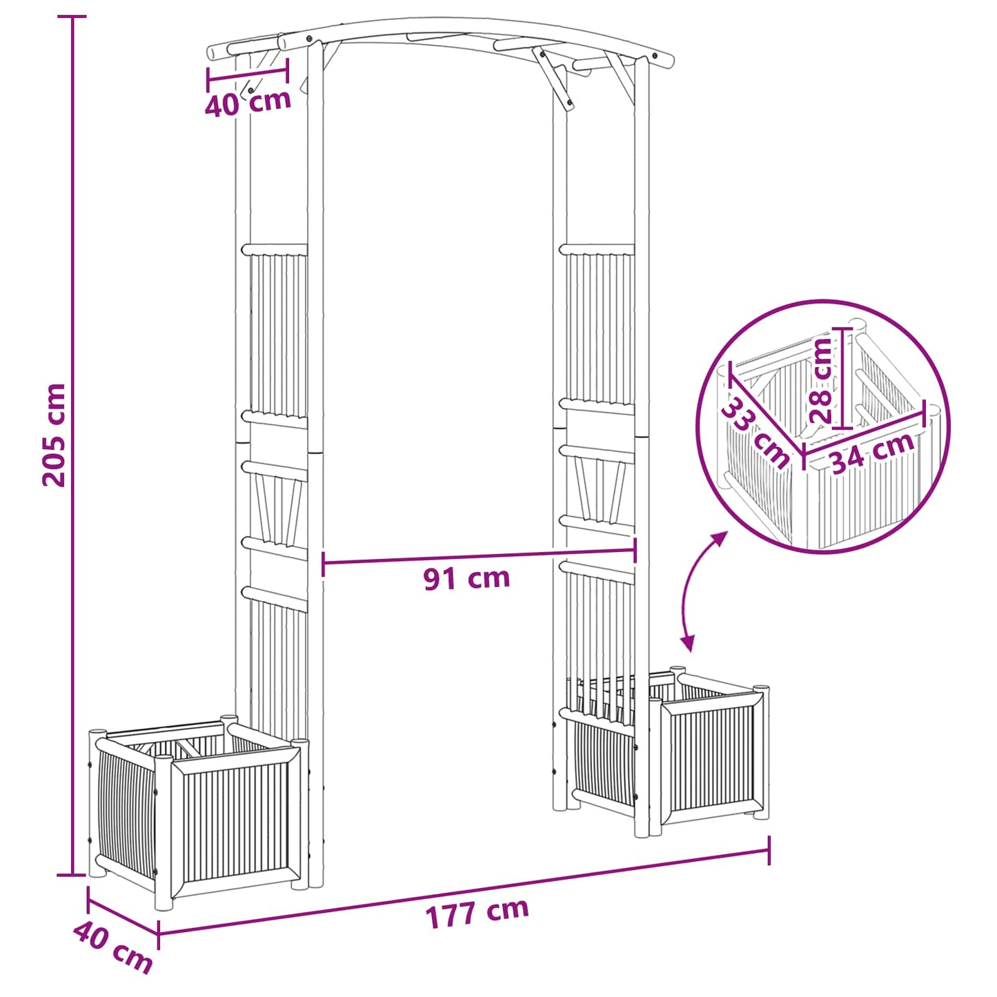 Arco da Giardino Naturale 177 x 40 x 205 cm Bambù | homemem39