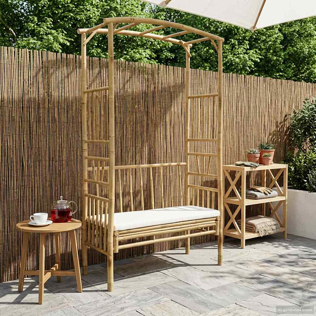 Arco da Giardino con Panchina Bianco Crema 115 x 50 x 205 cm | homemem39