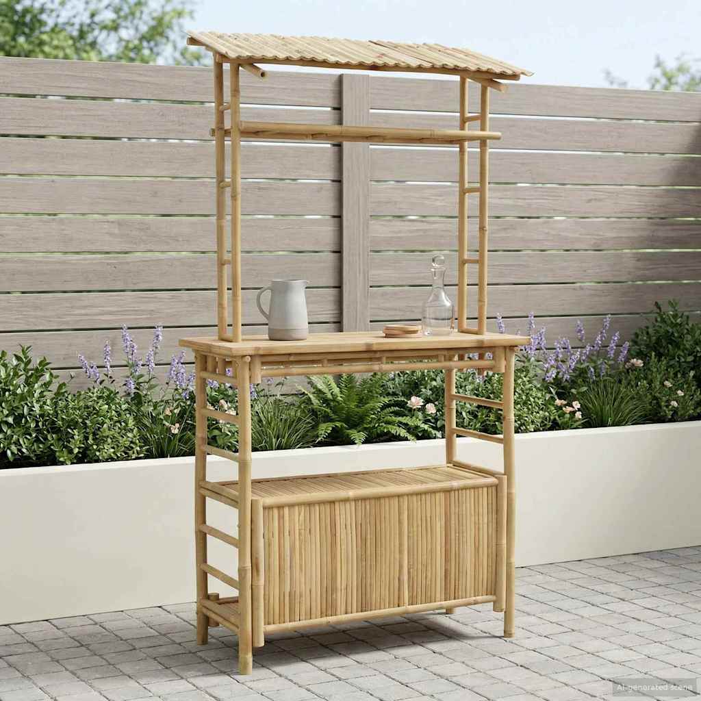 Tavolo da bar da esterno Naturale 110 x 50 x 210 cm Bambù | homemem39