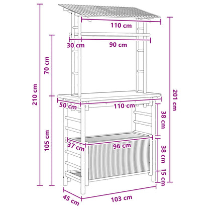 Tavolo da bar da esterno Naturale 110 x 50 x 210 cm Bambù | homemem39