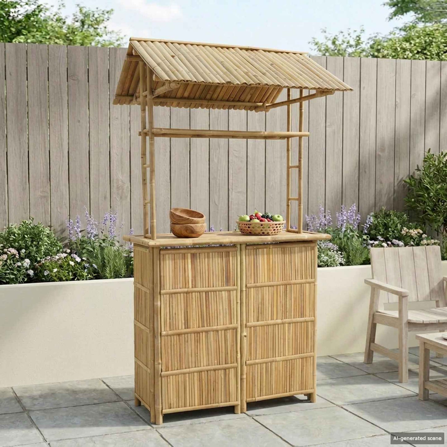 Tavolo da bar da esterno Naturale 115 x 95 x 214 cm Bambù