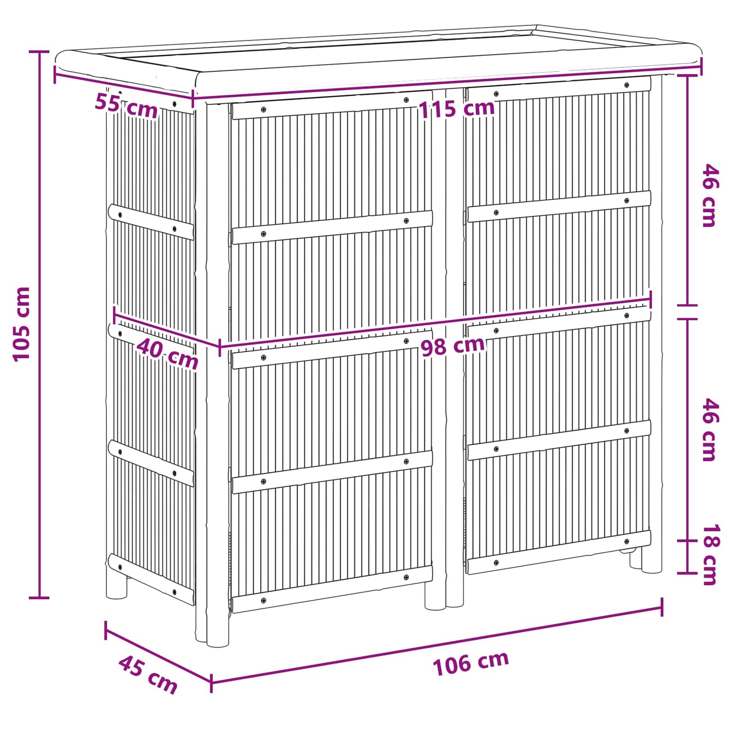 Tavolo da bar da esterno Naturale 115 x 55 x 105 cm Bambù | homemem39