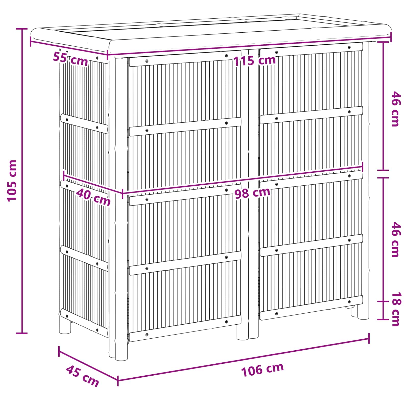Tavolo da bar da esterno Naturale 115 x 55 x 105 cm Bambù | homemem39