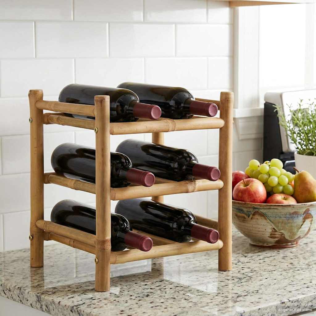 Portabottiglie Naturale 32,5 x 29,5 x 36 cm Bambù | homemem39
