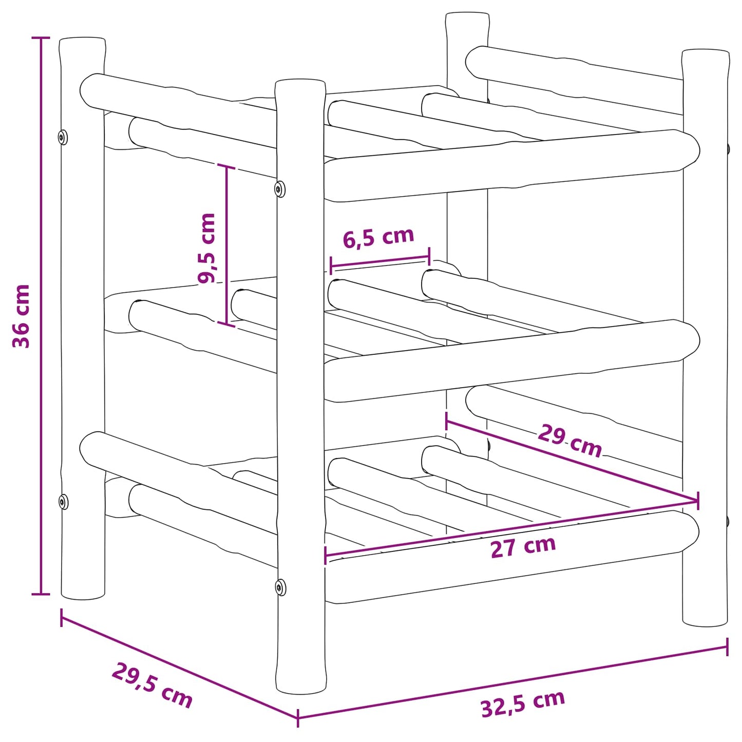 Portabottiglie Naturale 32,5 x 29,5 x 36 cm Bambù | homemem39