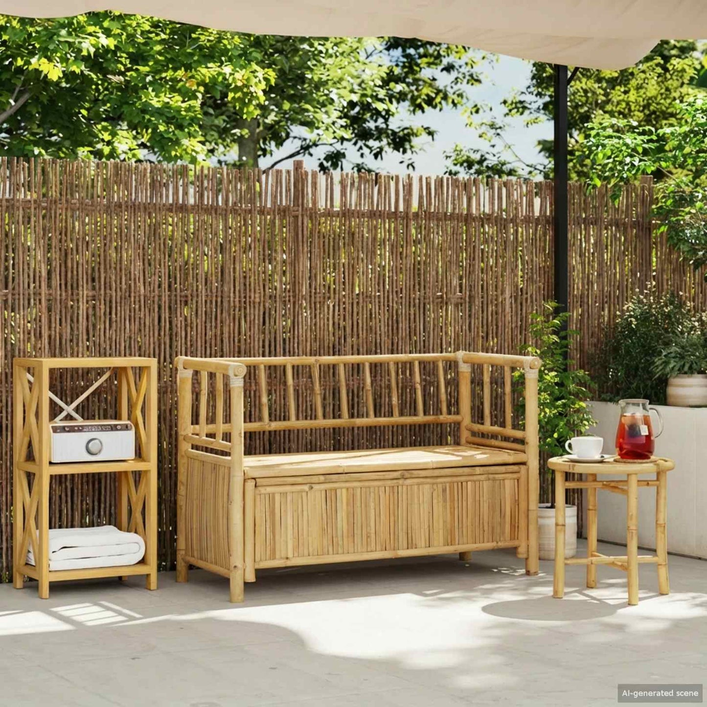 Panca da Giardino con Contenitore 110 x 47 x 80 cm Bambù