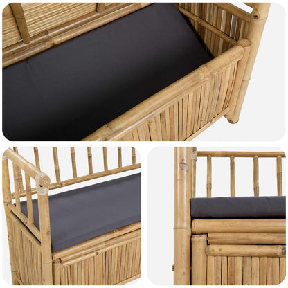 Panca da Giardino con Contenitore Naturale 110 x 47 x 80 cm | homemem39