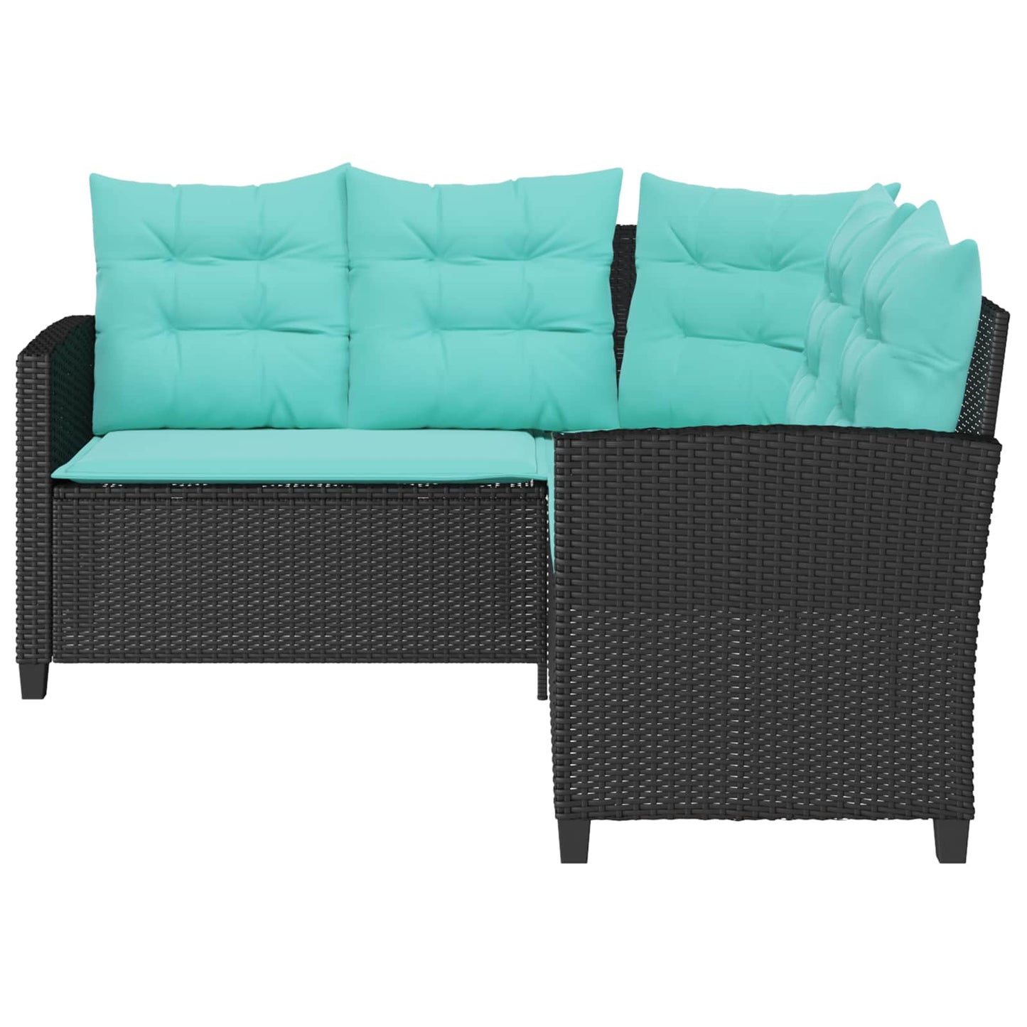 Divano da giardino 2 pcs Nero e Turchese Poly Rattan | homemem39