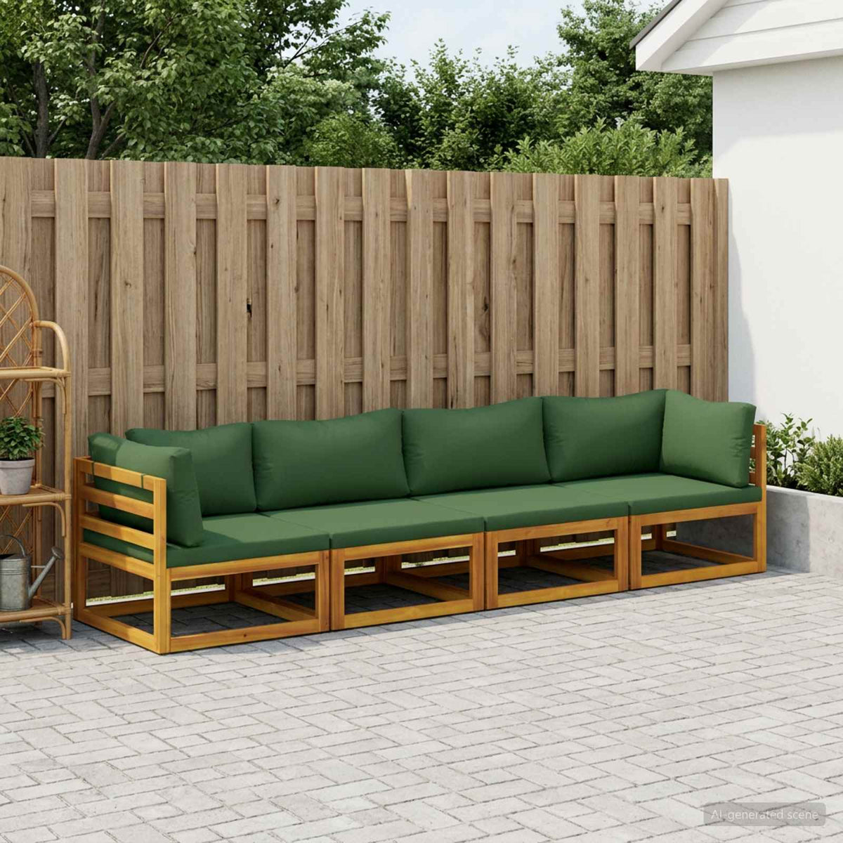 Set di divani 4 pz Naturale Legno di Acacia Massello