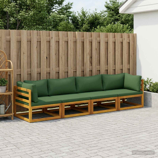 Set di divani 4 pz Naturale Legno di Acacia Massello