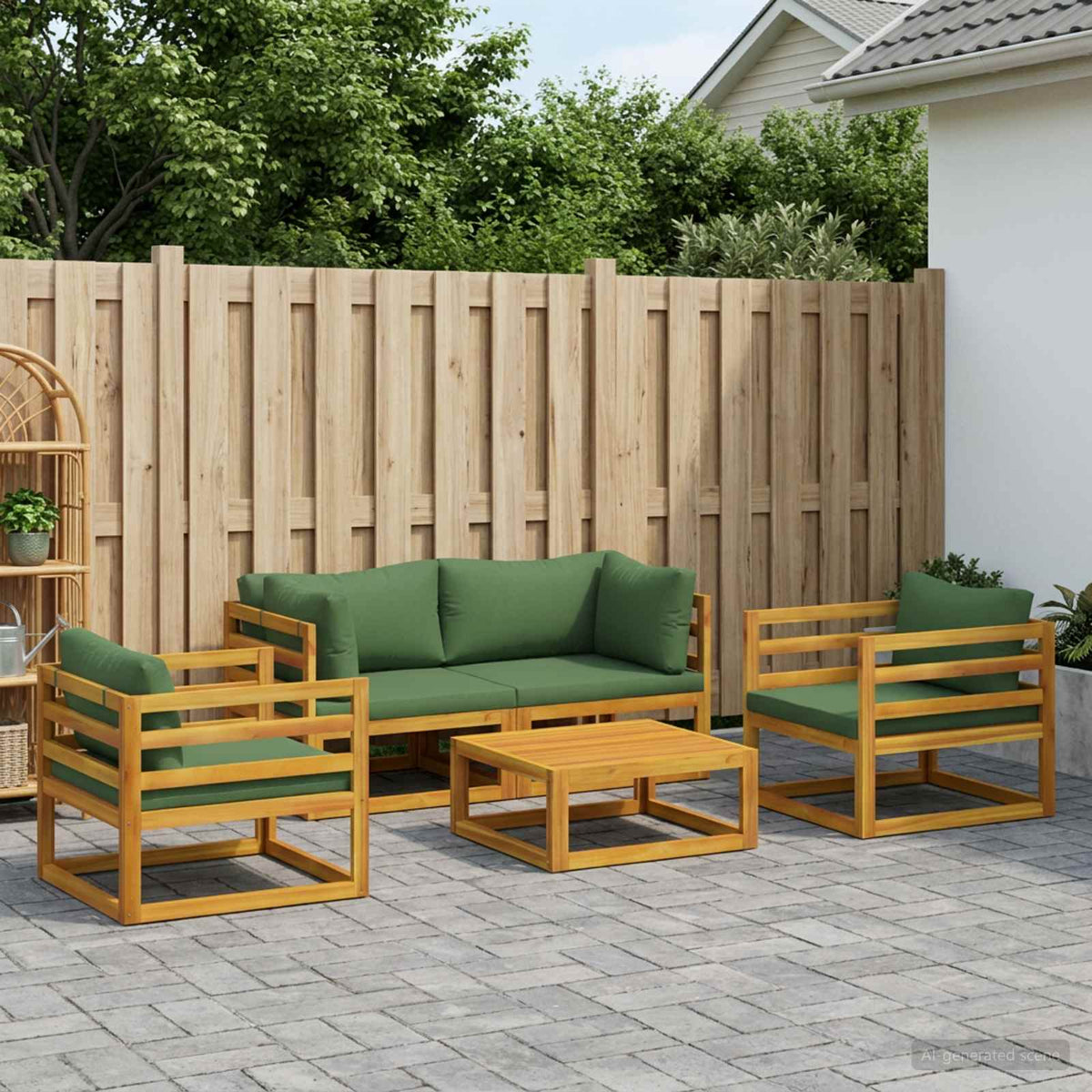 Set da giardino modulare 5 pezzi Naturale | homemem39
