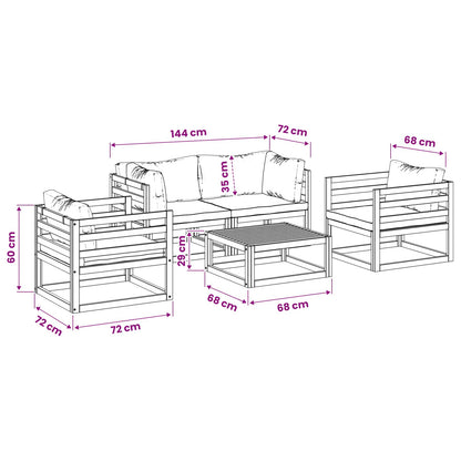 Set da giardino modulare 5 pezzi Naturale | homemem39