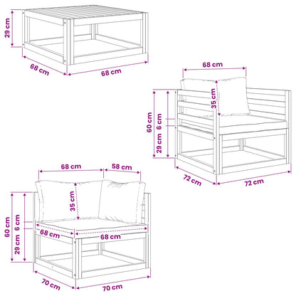 Set da giardino modulare 5 pezzi Naturale | homemem39