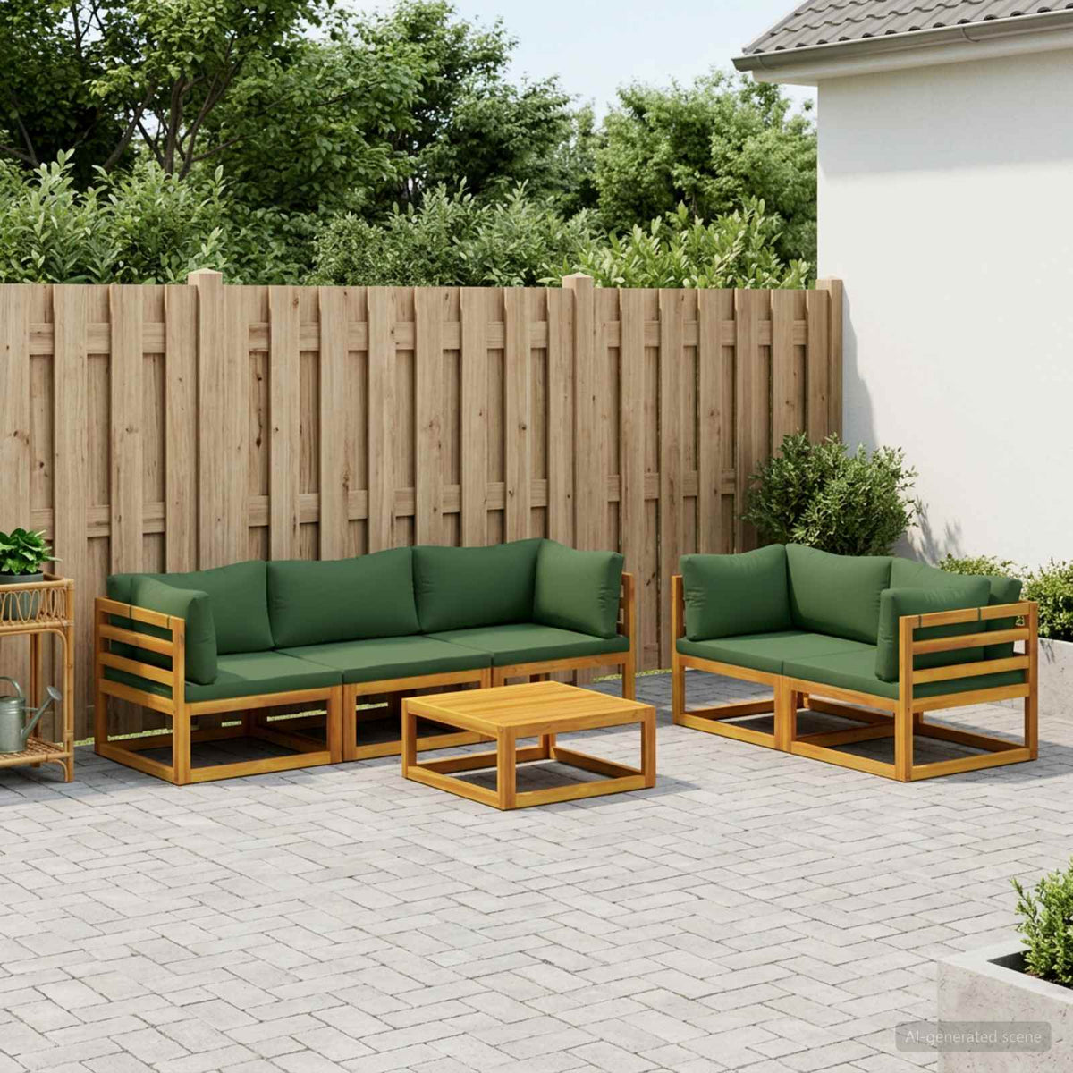 Set di divani 6 pz Naturale Legno di Acacia Massello