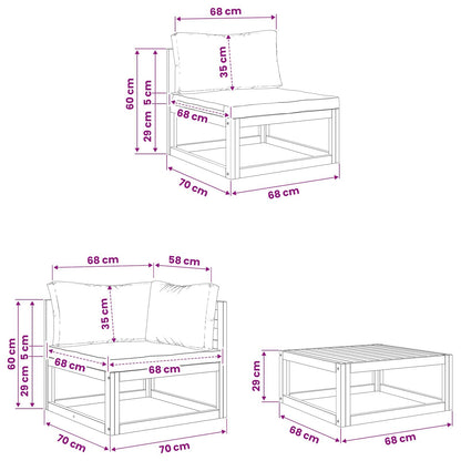 Set di divani 6 pz Naturale Legno di Acacia Massello | homemem39