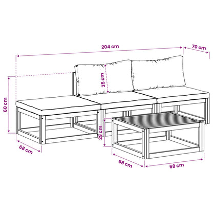 Set di divani 4 pz Naturale Legno di Acacia Massello | homemem39