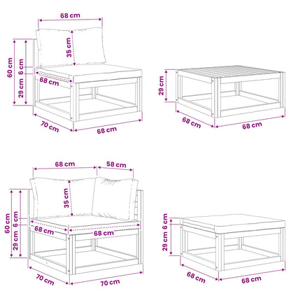 Set di divani 4 pz Naturale Legno di Acacia Massello | homemem39