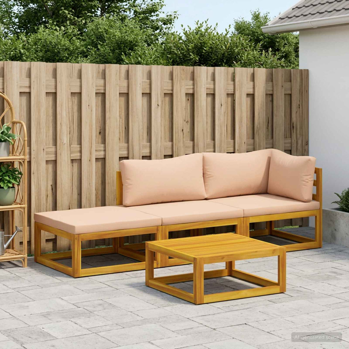 Set di divani 4 pz Naturale Legno di Acacia Massello | homemem39