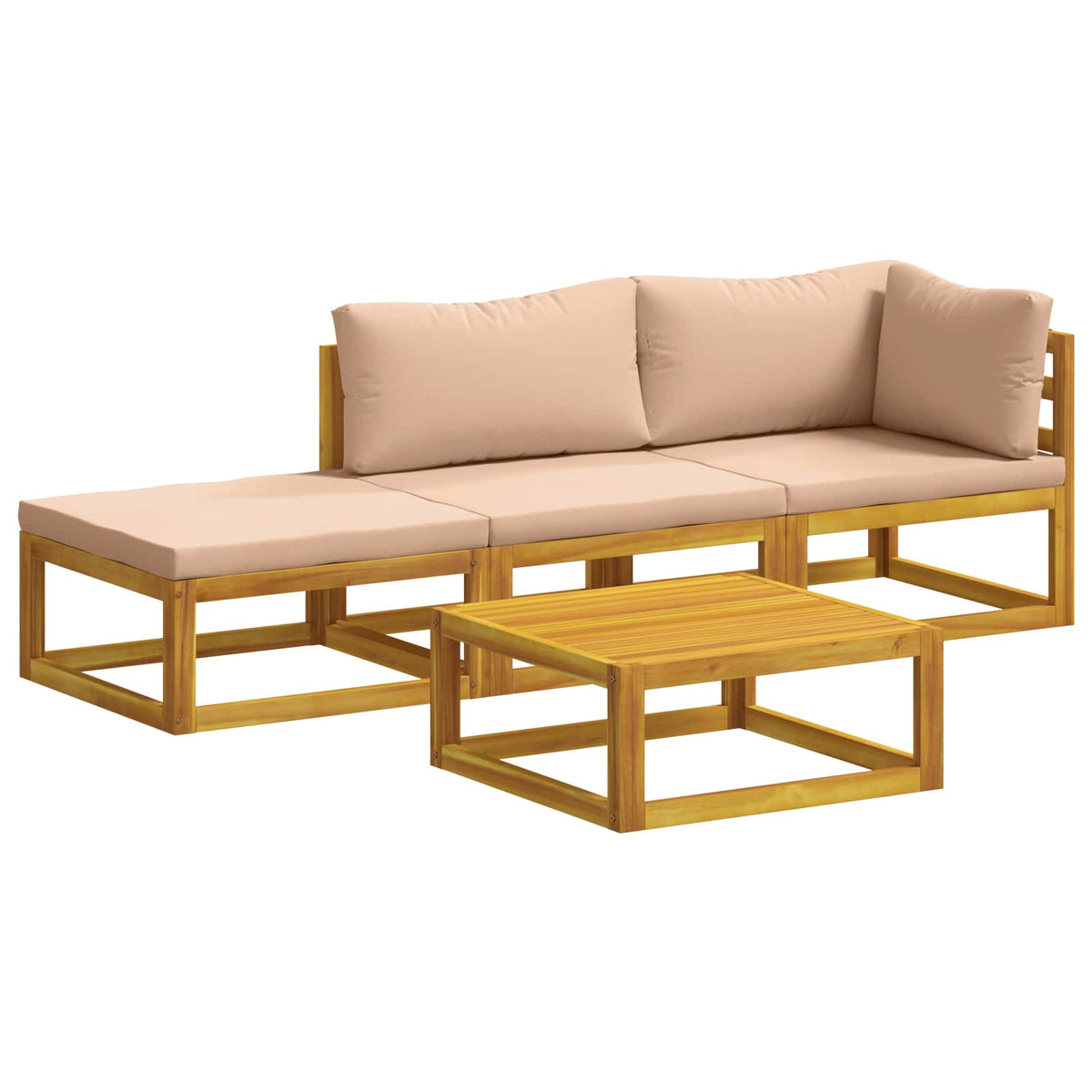 Set di divani 4 pz Naturale Legno di Acacia Massello | homemem39
