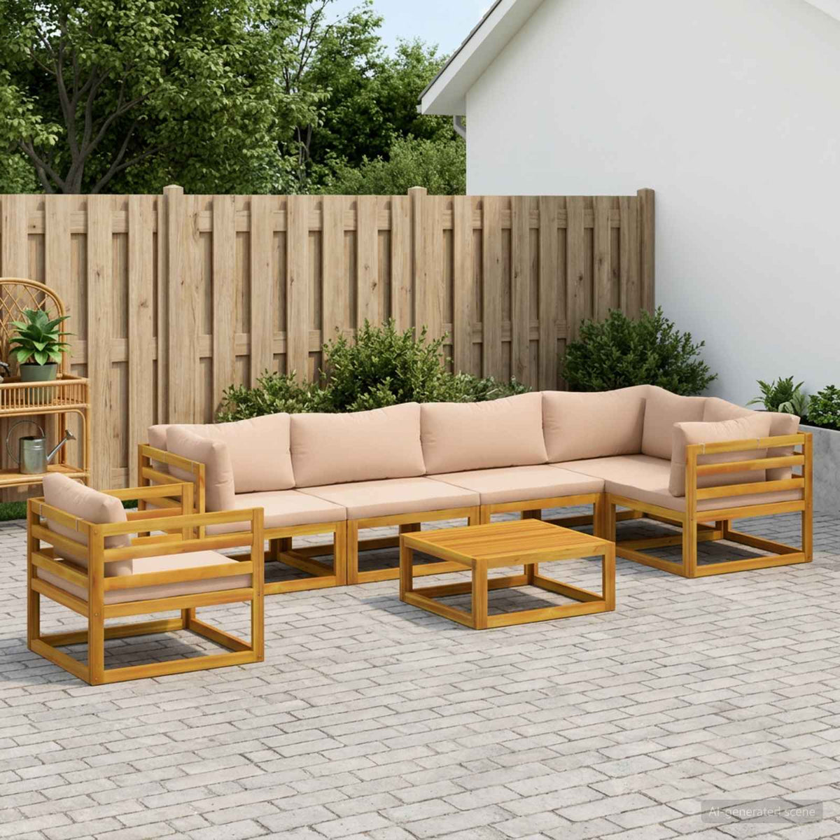 Set di divani 7 pz Naturale Legno di Acacia Massello | homemem39