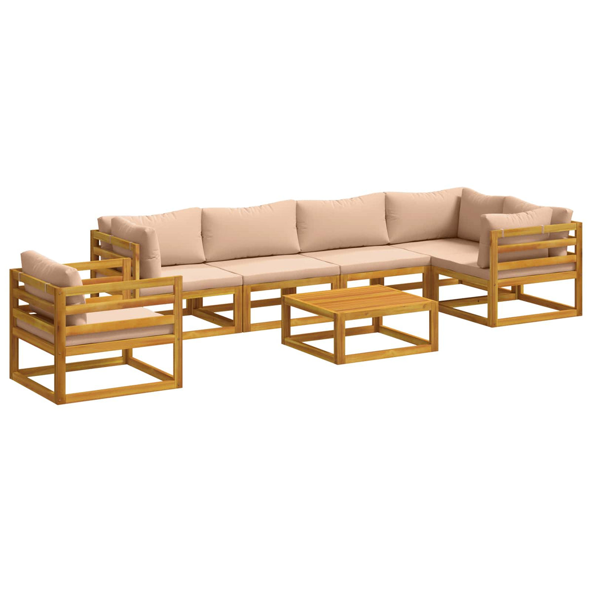 Set di divani 7 pz Naturale Legno di Acacia Massello | homemem39