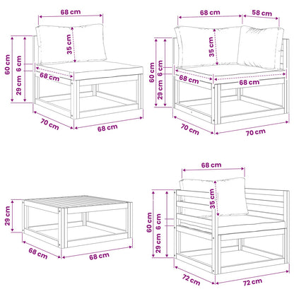 Set di divani 7 pz Naturale Legno di Acacia Massello | homemem39