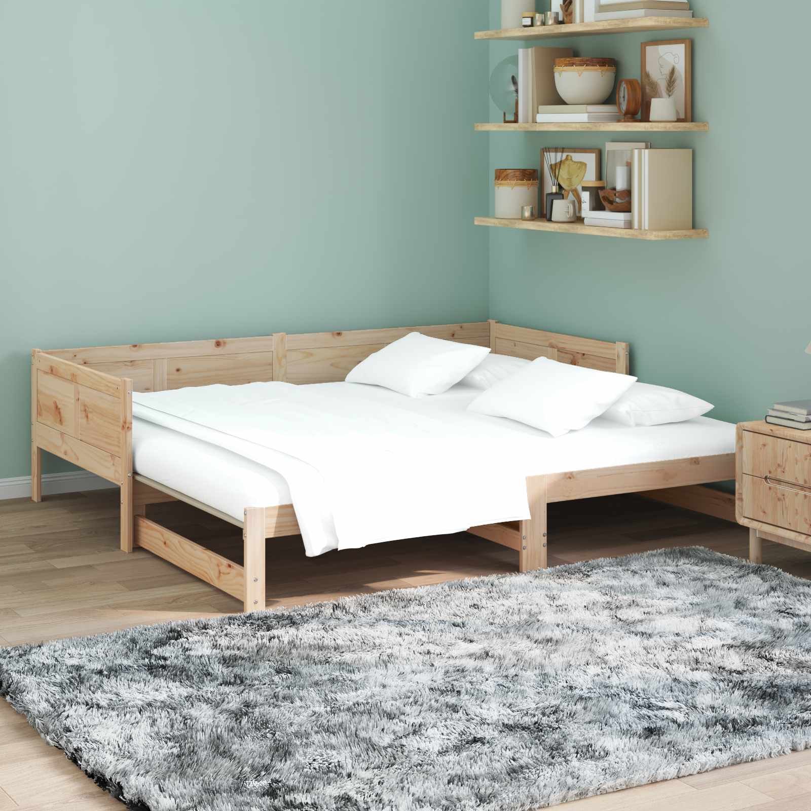 Letto Giorno Estraibile Naturale 180 x 200 cm Pino massello | homemem39